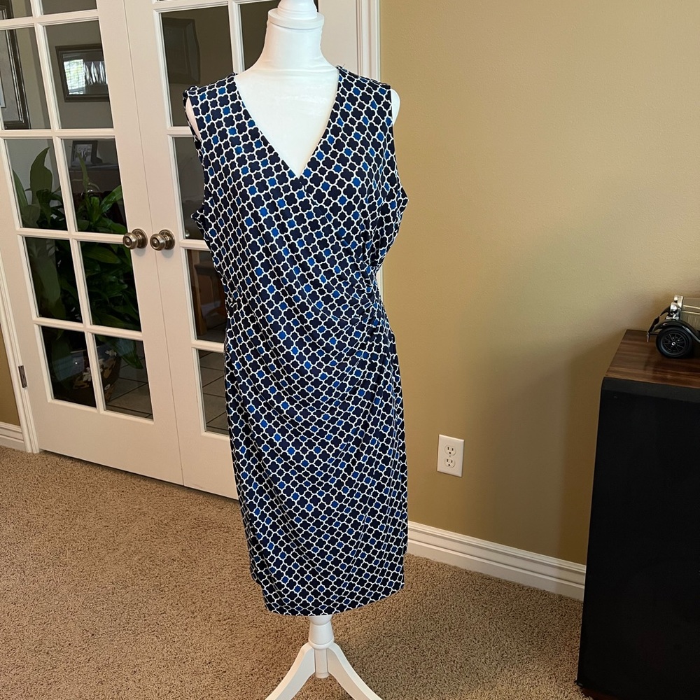 Charter Club Blue Print Sleeveless Dress - size L